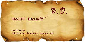 Wolff Dezső névjegykártya
